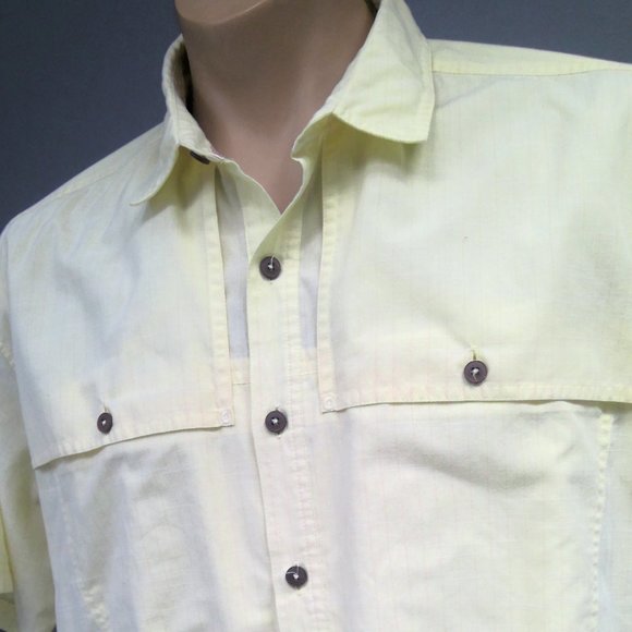 Patagonia Light Yellow Button Up Shirt Short Sleeve Men's XL - Picture 2 of 7